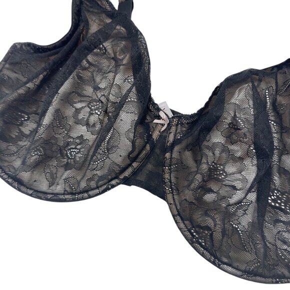 Cacique Women Black Lace Full Coverage Underwire Minimizer Bra 40I Comfy Straps - Picture 11 of 12